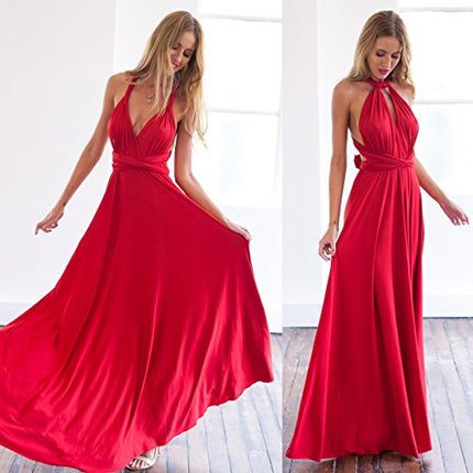 Womens Sexy Convertible Multi Way Wrap Transformer Solid Cocktail Off Shoulder Wedding Bridesmaid Evening Long Maxi Dress Floor Length Bandage Pageant Prom Ball Gowns