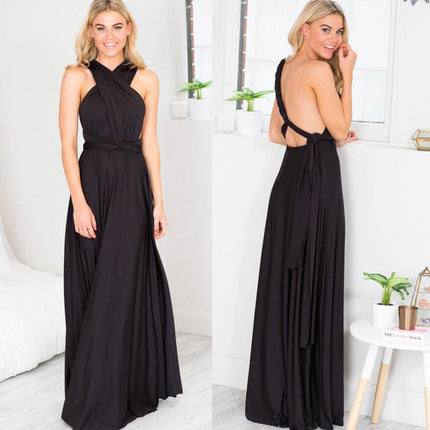 Womens Sexy Convertible Multi Way Wrap Transformer Solid Cocktail Off Shoulder Wedding Bridesmaid Evening Long Maxi Dress Floor Length Bandage Pageant Prom Ball Gowns