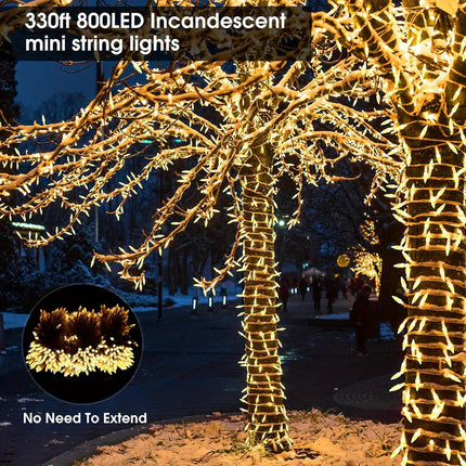 100M Long Lights Outdoor Fairy Lights Plug in, 800LED String Lights Indoor for Room, Diamond LED Shape Garden Tree Lights with Remote Timer, 10M Lead Wire