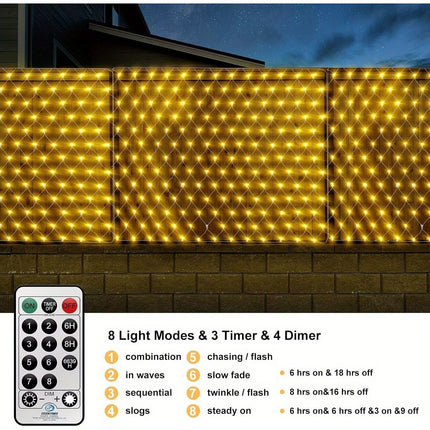 6X2m Large Net Fairy String Lights for Bushes Plug in, 300LEDs Outdoor Net Lights Mesh Lights Garden Tree Lights,, Connectable, with Remote Timer for Xmas Yard