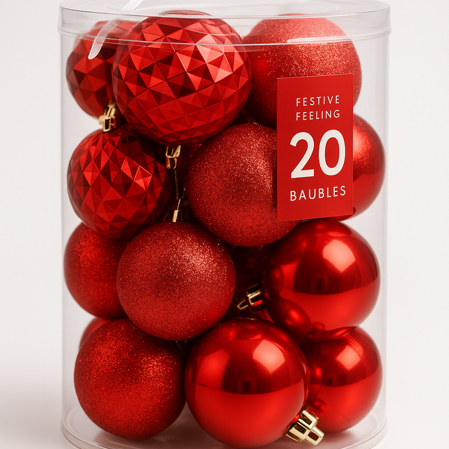 Festive Feeling 20 Christmas Baubles – 8cm