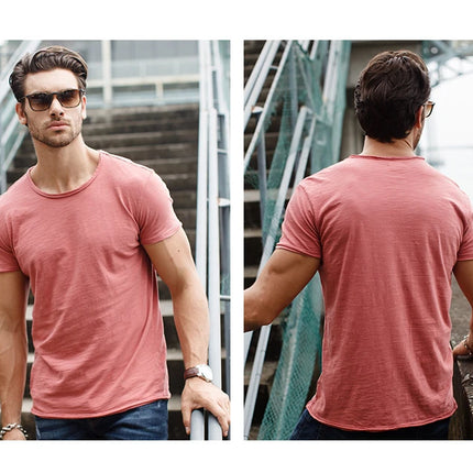 100% Cotton Men T-shirt Casual Soft Fitness Summer Thin T-shirts Men's Home Clothes O-Neck Short Sleeve Soild T Shirt for Men