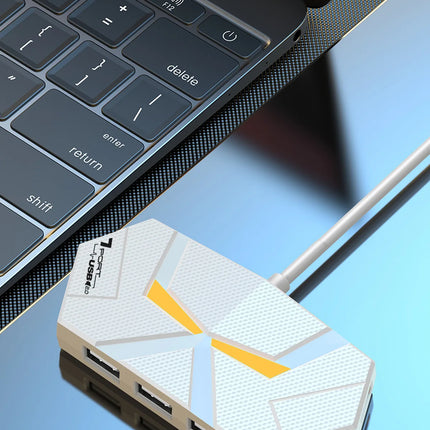 0.6CM/1.2M HUB 7-port Compatible USB2.0 Expansion Splitter Laptop Connect Hard Drive Computer TYPE-C Stable Transfer Data