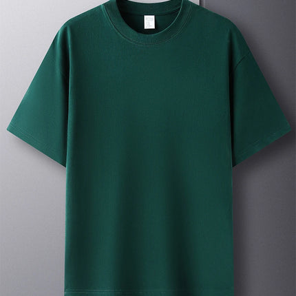 100% pure cotton summer high-end brand men's short sleeve round neck fashionable style half sleeved top breathable T-shirt