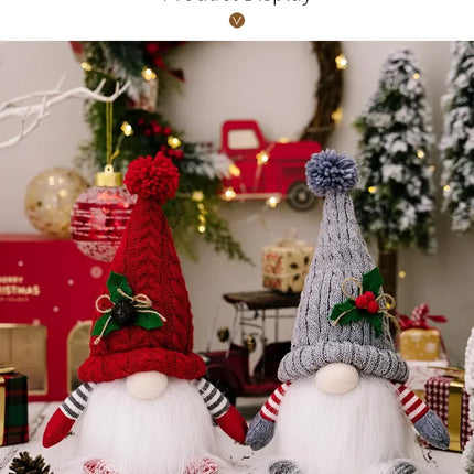 1~4pcs 2024 Christmas Doll Elf Knitted Gnome with Led Night Light Christmas Decorations for Home Xmas Navidad New Year 2025 Gift