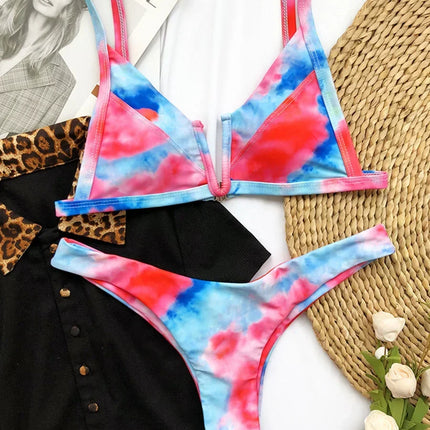 Splicing Denim V Shaped Thong Bikini Women Swimsuit Female Swimwear Two Pieces Bikini Set Bather Push Up Bathing Suit Swim Lady