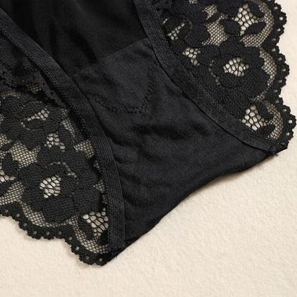 1 Set Elegant Erotic Lace Embroidery Breathable Fabric Lingeries : Push-Up Bra, Low Waist Sheer Panty - Ultimate Valentine's Day