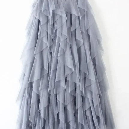 Tutu Tulle Long Maxi Skirt Women Fashion 2023 Korean Cute Pink High Waist Pleated Skirt Mesh Female Lady Aesthetic Faldas