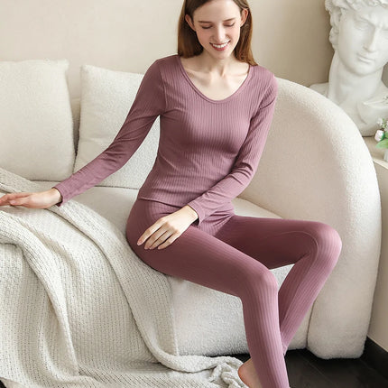Warm Thermal Underwear Sexy Ladies Intimates Long Johns Women Shaped Sets Female Middle Collar Thermal Shaping Clothes