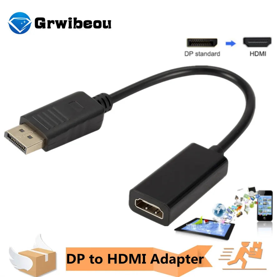 1080P DP to HDMI-compatible Cable Adapter Male To Female For HP/DELL Laptop PC Display Port to HDMI-compatible Cord Converter