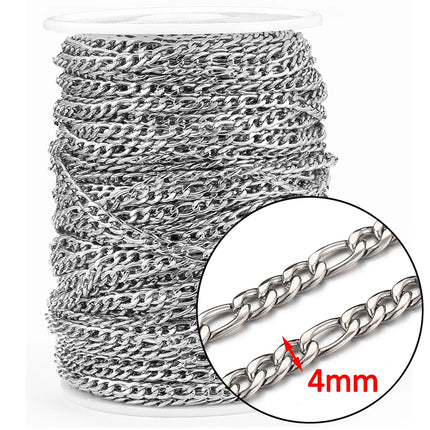 1meter Stainless Steel Necklace Chain for Jewelry Making DIY 1:3 NK Rolo Cable Link Curb Chains Thick Chain Bracelet Accessories