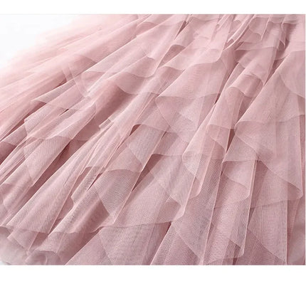 Tutu Tulle Long Maxi Skirt Women Fashion 2023 Korean Cute Pink High Waist Pleated Skirt Mesh Female Lady Aesthetic Faldas