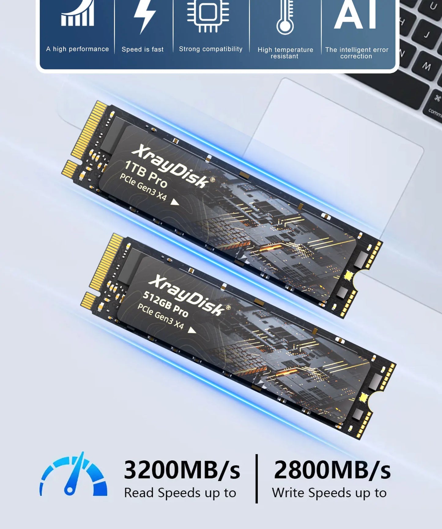 XrayDisk M.2 SSD PCIe NVME 128GB 256GB 512GB 1TB Gen3*4 & 4*4 Solid State Drive 2280 Internal Hard Disk HDD for Laptop Desktop