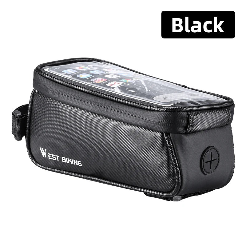 WEST BIKING Waterproof Bicycle Front Frame Bag Touch Screen 7 Inch Phone Holder Cycling Top Tube Bag Road Bike MTB Accessories