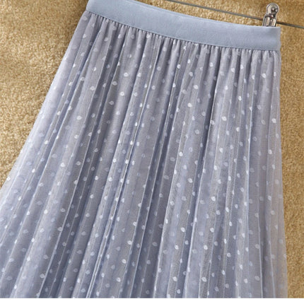 Tutu Tulle Long Maxi Skirt Women Fashion 2023 Korean Cute Pink High Waist Pleated Skirt Mesh Female Lady Aesthetic Faldas