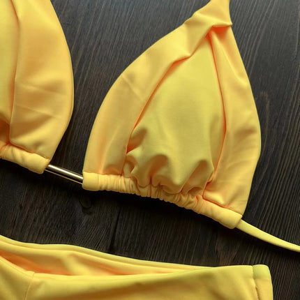 2025 New Sexy Triangle Bathing Suit for Women Brazilian Bikinis Halter Swimwear Push Up Swimsuit Metal Chain Beach Bikini Set