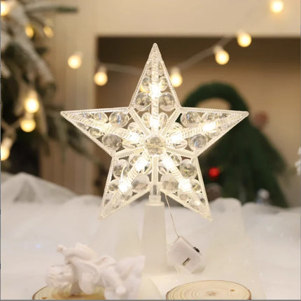 15cm Christmas Decoration Glowing Tree Topper Glitter Shining Star Xmas Tree Ornaments for Home Decor Navidad New Year 2026 Gift