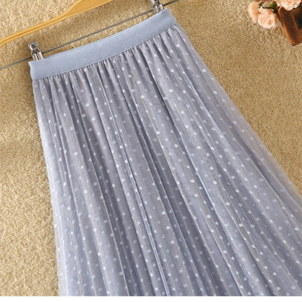 Tutu Tulle Long Maxi Skirt Women Fashion 2023 Korean Cute Pink High Waist Pleated Skirt Mesh Female Lady Aesthetic Faldas