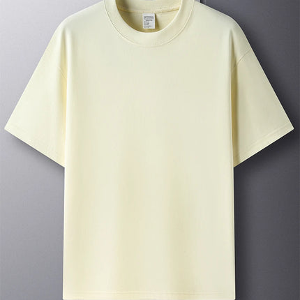 100% pure cotton summer high-end brand men's short sleeve round neck fashionable style half sleeved top breathable T-shirt