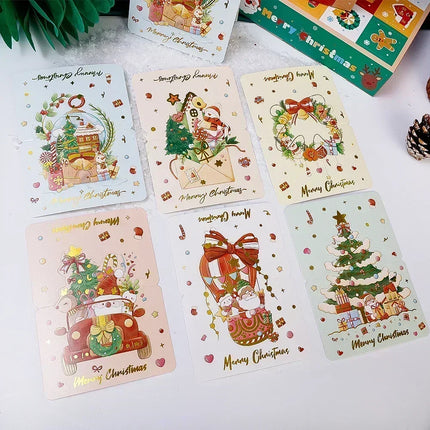 20/10/5/1Pcs Christmas Cards Greeting Invitations Foldable Bronzing Gifts Letter Home Xmas Party Envelope Decoration Accessories