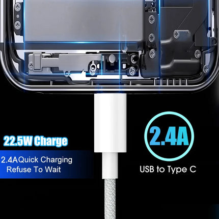 USB C Mobile Phone Cable Fast Charging USB A To Type C Nylon Braided Cord for Apple Carplay IPhone 15/15 Pro/15 Pro Max/15 Plus