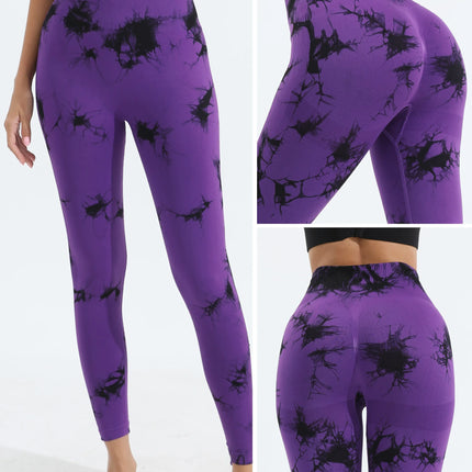 Women's Tie Dye Seamless Yoga Leggings High Waist Scrunch Butt Lifting Tights Soft&Stretchy Workout Skinny Pants