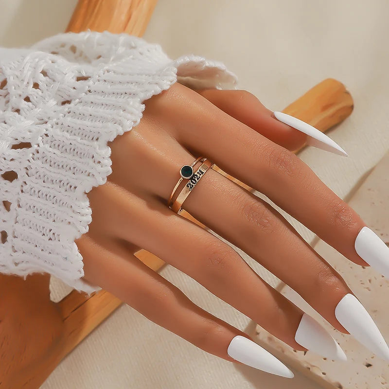 1 pcs 2024 vintage ring simple dark green finger ring women's ring