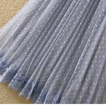 Tutu Tulle Long Maxi Skirt Women Fashion 2023 Korean Cute Pink High Waist Pleated Skirt Mesh Female Lady Aesthetic Faldas