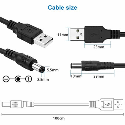 12 in 1 USB 5V to DC Power Cable Universal USB to DC Jack Charging Cable Power Cord Plug Connector Adapter 5.5 x 2.5mm Plug