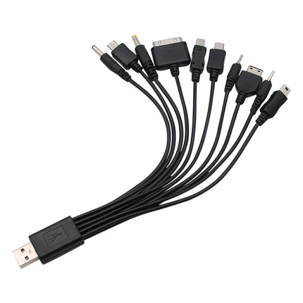 10In1 USB to Multi-ports USB Cable Universal Phone Charging Cable Multi-head Charging Cable Cord For Samsung Nokia Phone Charger