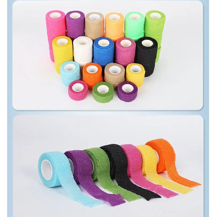 10 Rolls Athletic Wrap Tape Self Adhesive Elastic Bandage Elastoplast Sports Protector Knee Finger Shoulder Tattoo Accessories