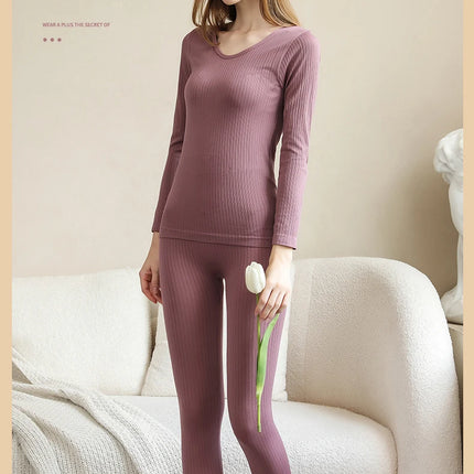 Warm Thermal Underwear Sexy Ladies Intimates Long Johns Women Shaped Sets Female Middle Collar Thermal Shaping Clothes