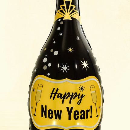 10pcs Happy New Year Champagne Bottle Balloon Set New Year Party Decorations Navidad 2024