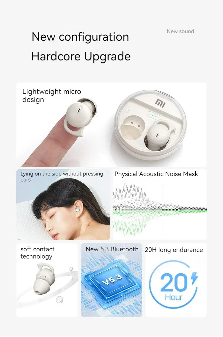 XIAOMI TWS Wireless Earbuds Bluetooth5.3 Sleeping Headphone Mijia Invisible Mini Earphone Noise Cancelling Comfortable Headset