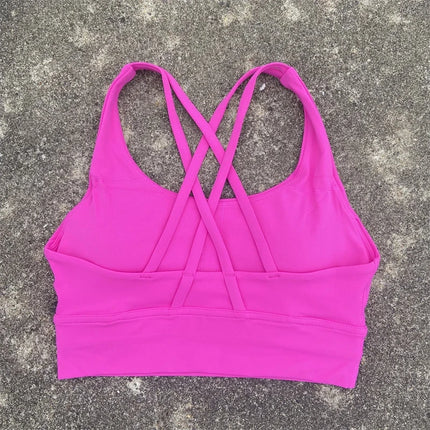 Solid Color Fitness Women Sport Bra Gym Yoga bra Athletic Cross Tight Top Workout Train With Chest Pad High quality shockproof