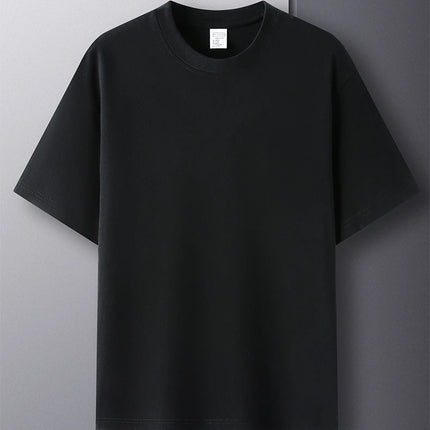 100% pure cotton summer high-end brand men's short sleeve round neck fashionable style half sleeved top breathable T-shirt