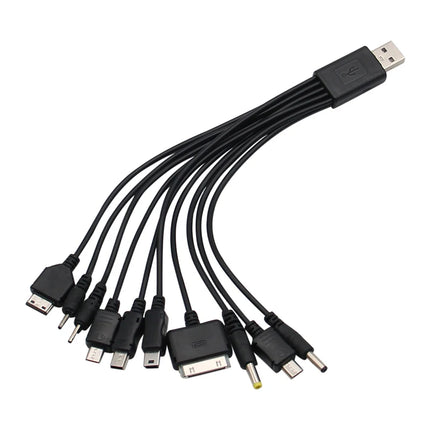10In1 USB to Multi-ports USB Cable Universal Phone Charging Cable Multi-head Charging Cable Cord For Samsung Nokia Phone Charger