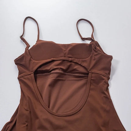 QINACTIVE Women's sports beautiful back dress Removable chest cushion cushion breathable outdoor yoga tennis skirt