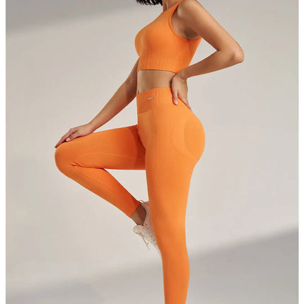 Yoga Clothing Set Women's High Waisted Leggings and Top Two Piece Seamless Fitness Exercise Clothing Fitness Workout Underwear