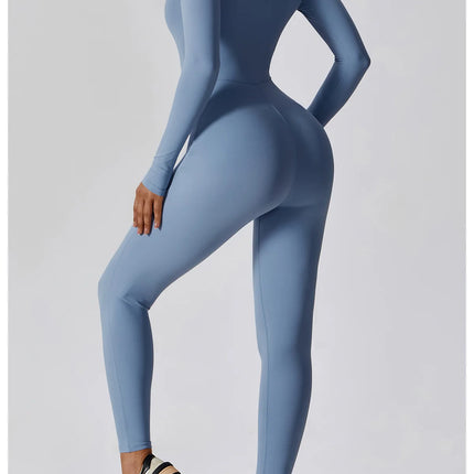 Yoga Boilersuit Long Sleeved Women's Sportswear Gym Zipper Jumpsuits Workout High-intensity Fitness One-piece Skin-tight Garment
