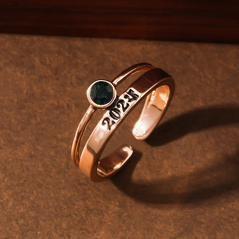 1 pcs 2024 vintage ring simple dark green finger ring women's ring