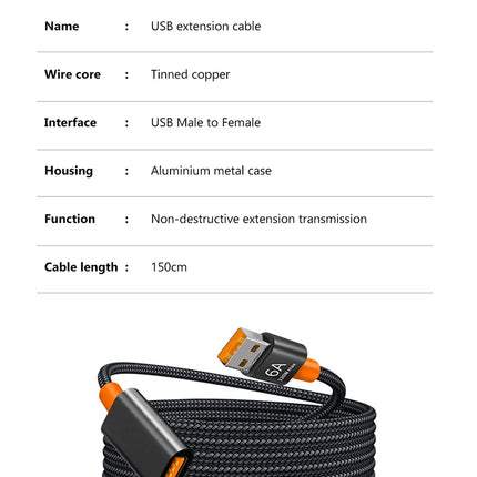 6A USB 3.0/2.0 USB Extension Cable for Smart Laptop PC TV Xbox One SSD USB Extension Cable Extender Cord Mini Fast Speed Cable
