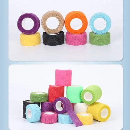 10 Rolls Athletic Wrap Tape Self Adhesive Elastic Bandage Elastoplast Sports Protector Knee Finger Shoulder Tattoo Accessories