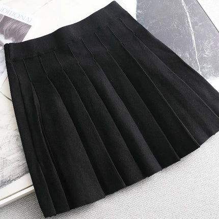 Ezsskj Autumn winter a-line thick short SWEATER Skirt Women  good quality cute pleated mini skirt female elegant  knit skirt
