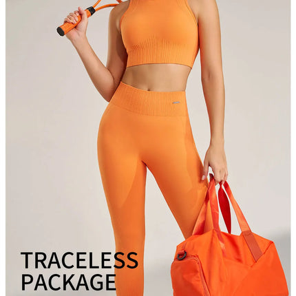 Yoga Clothing Set Women's High Waisted Leggings and Top Two Piece Seamless Fitness Exercise Clothing Fitness Workout Underwear