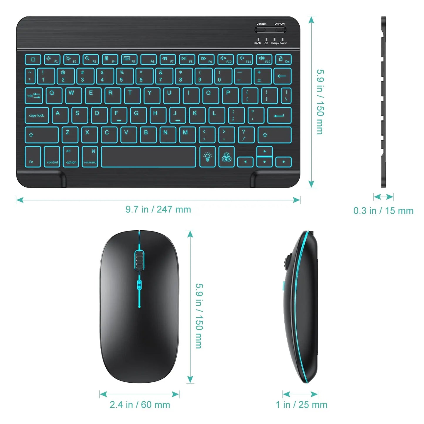 10 inch Backlit For iPad Keyboard and Mouse Backlight Bluetooth Keyboard For IOS Android Windows Wireless Keyboard and Mouse