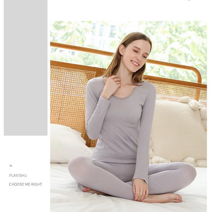 Warm Thermal Underwear Sexy Ladies Intimates Long Johns Women Shaped Sets Female Middle Collar Thermal Shaping Clothes