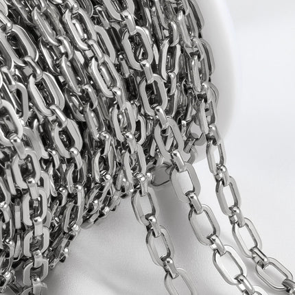 1M NO FADE Stainless Steel Square Link Chain for DIY Necklace Bracelet 6.5mm Rolo Cable Link Chains Jewelry Making Supplies Bulk