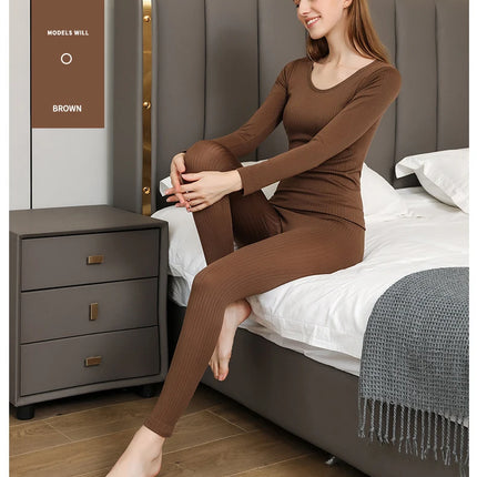 Warm Thermal Underwear Sexy Ladies Intimates Long Johns Women Shaped Sets Female Middle Collar Thermal Shaping Clothes