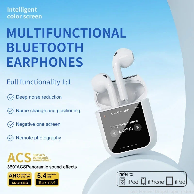 Xiaomi A2Pro Earphones Active Noise Reduction Wireless ANV Full Color LED Intelligent Touch Screen Wireless Bluetooth Headphones